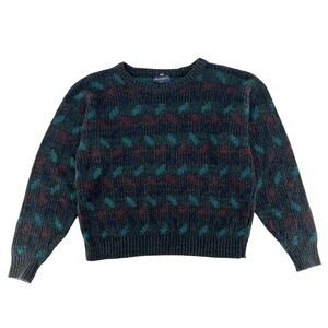 90s Ribbed Geometric Crewneck Sweater 1990s Vintage